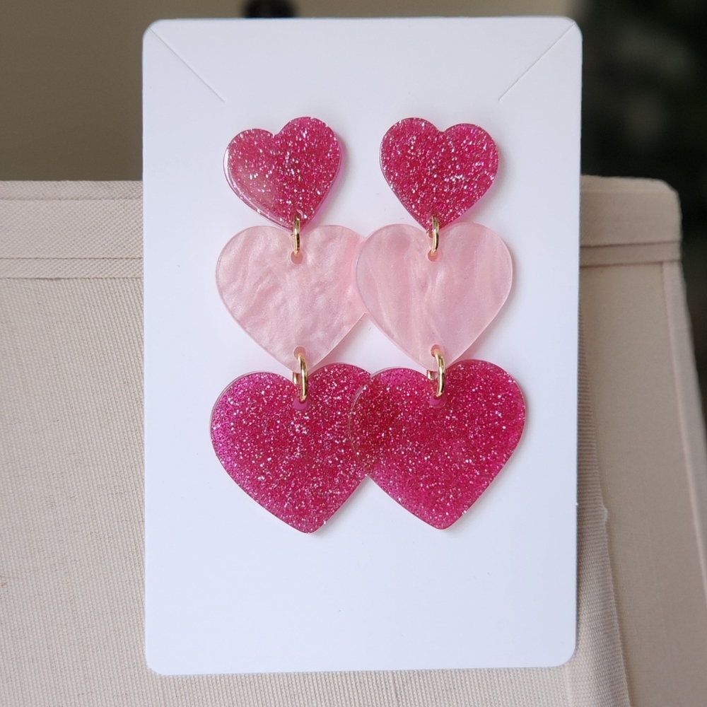 Taylor Shaye Triple Heart Dangle Earrings